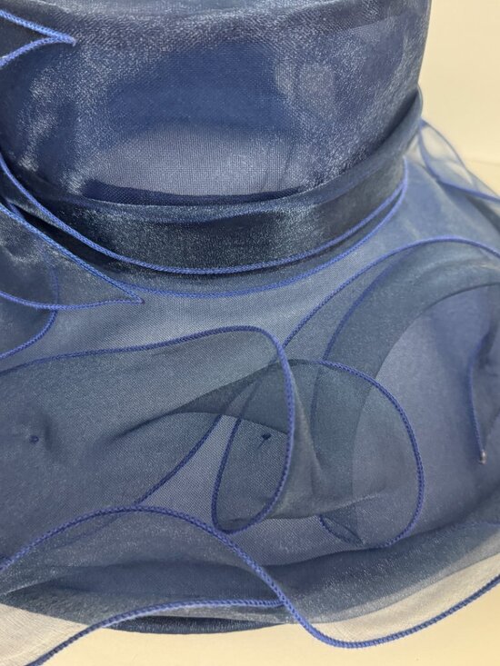 Elegant Derby Dress Hat Bow Blue Adjustable